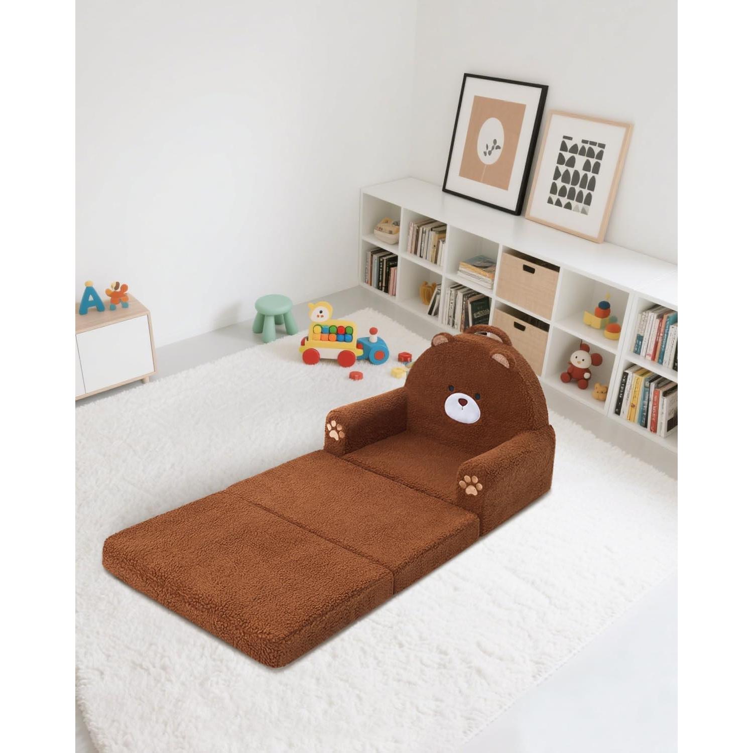 Sofá Plegable 2-en-1 MOONBEEKI para Niños Oso Mediano