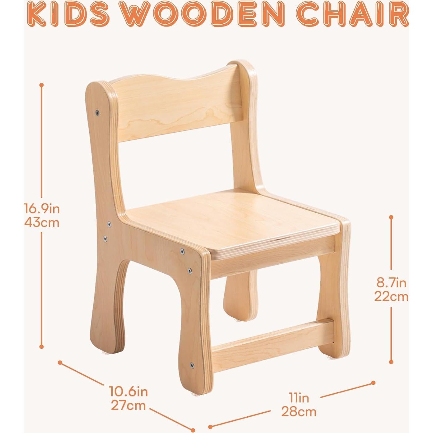 Sillas de Madera para Niños ROBOTIME - 2 Piezas, 27x28x43 cm