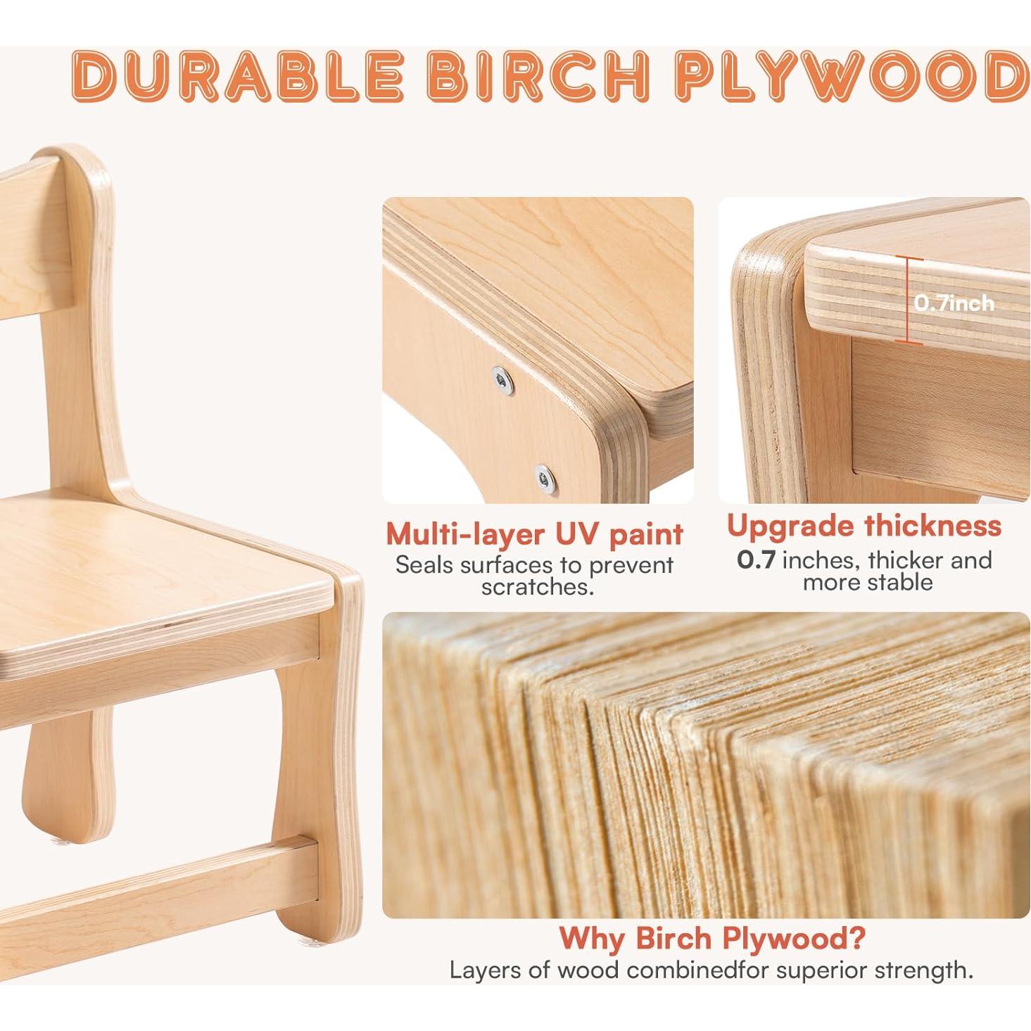 Sillas de Madera para Niños ROBOTIME - 2 Piezas, 27x28x43 cm