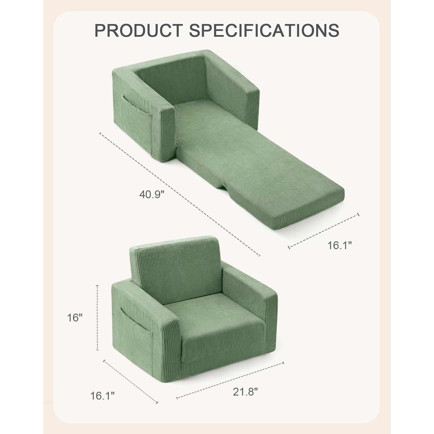 Silla Plegable para Niños Jouha TW-SC0001 Verde 2-en-1