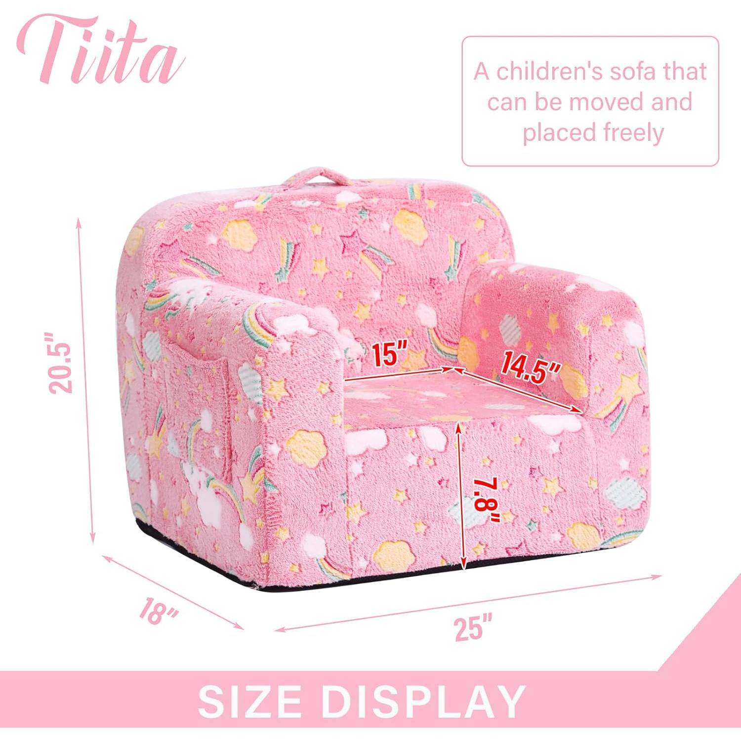Sofá Tiita Kids Arcoíris Rosa 45.7x63.5 cm para Niños