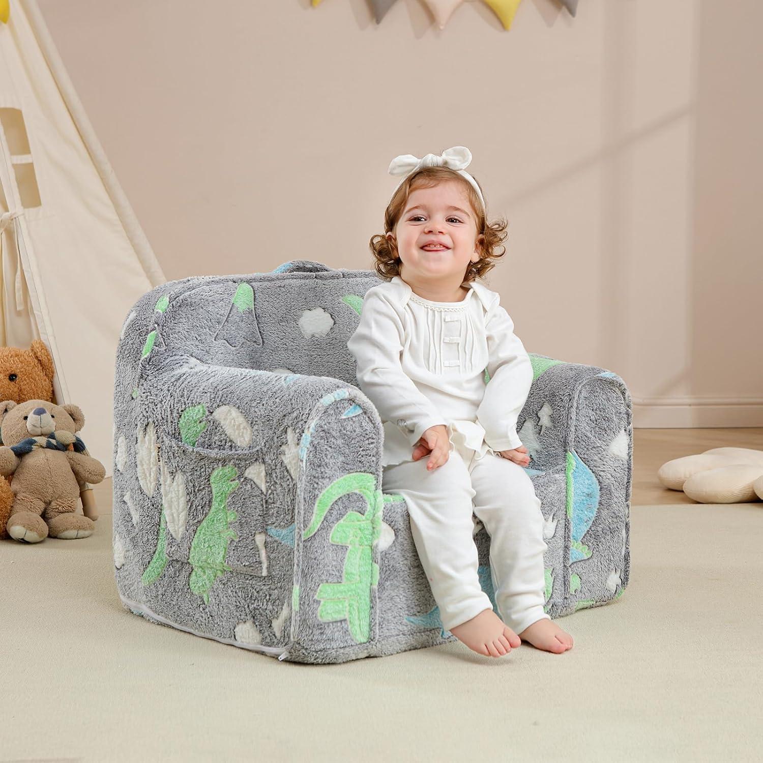 Silla para Niños Kisdsa Dino Brillante con Luz en la Oscuridad