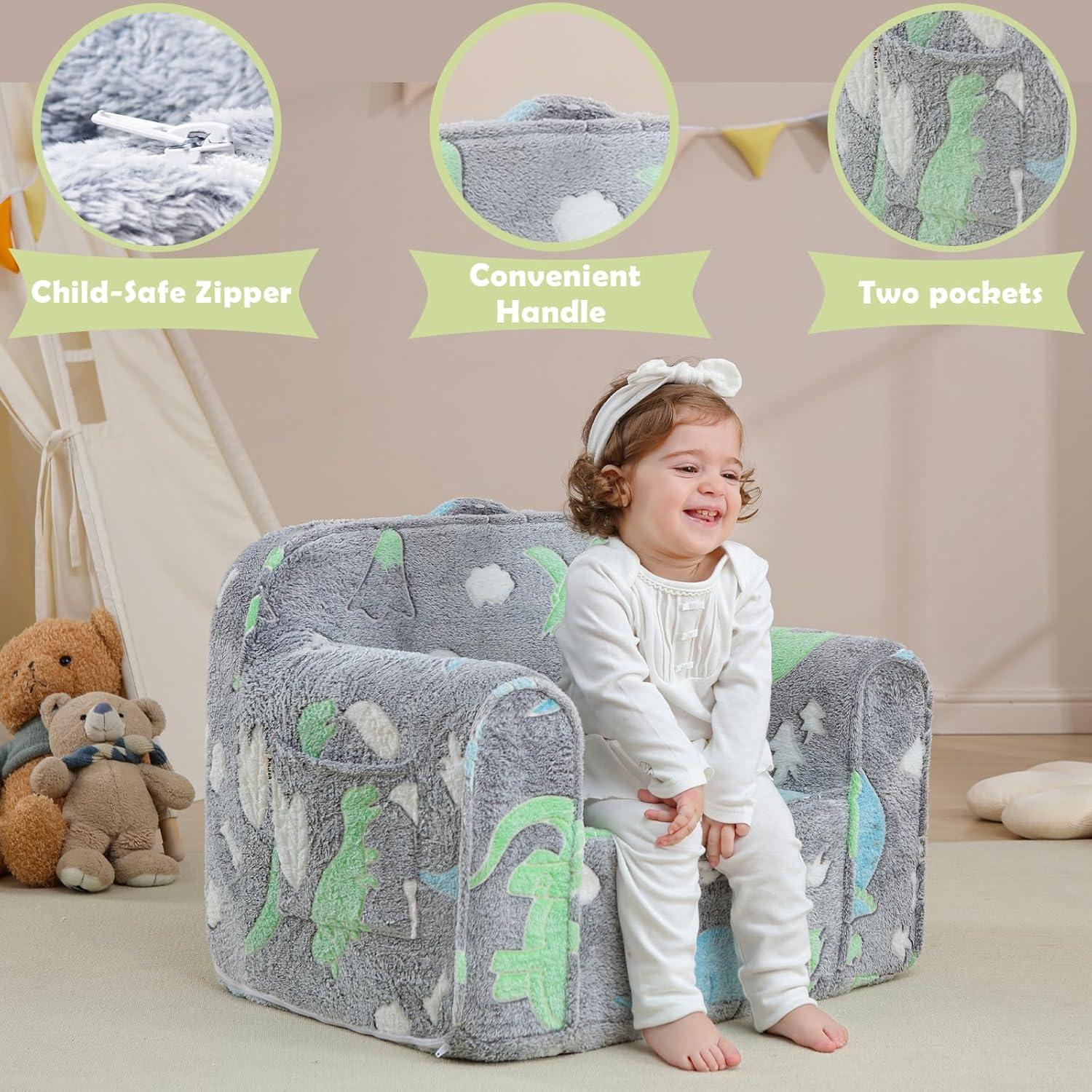 Silla para Niños Kisdsa Dino Brillante con Luz en la Oscuridad