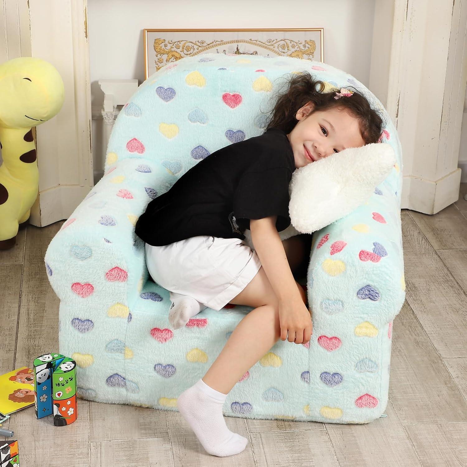 Sofá Infantil Azul Lago con Almohada Estrella - MOMCAYWEX