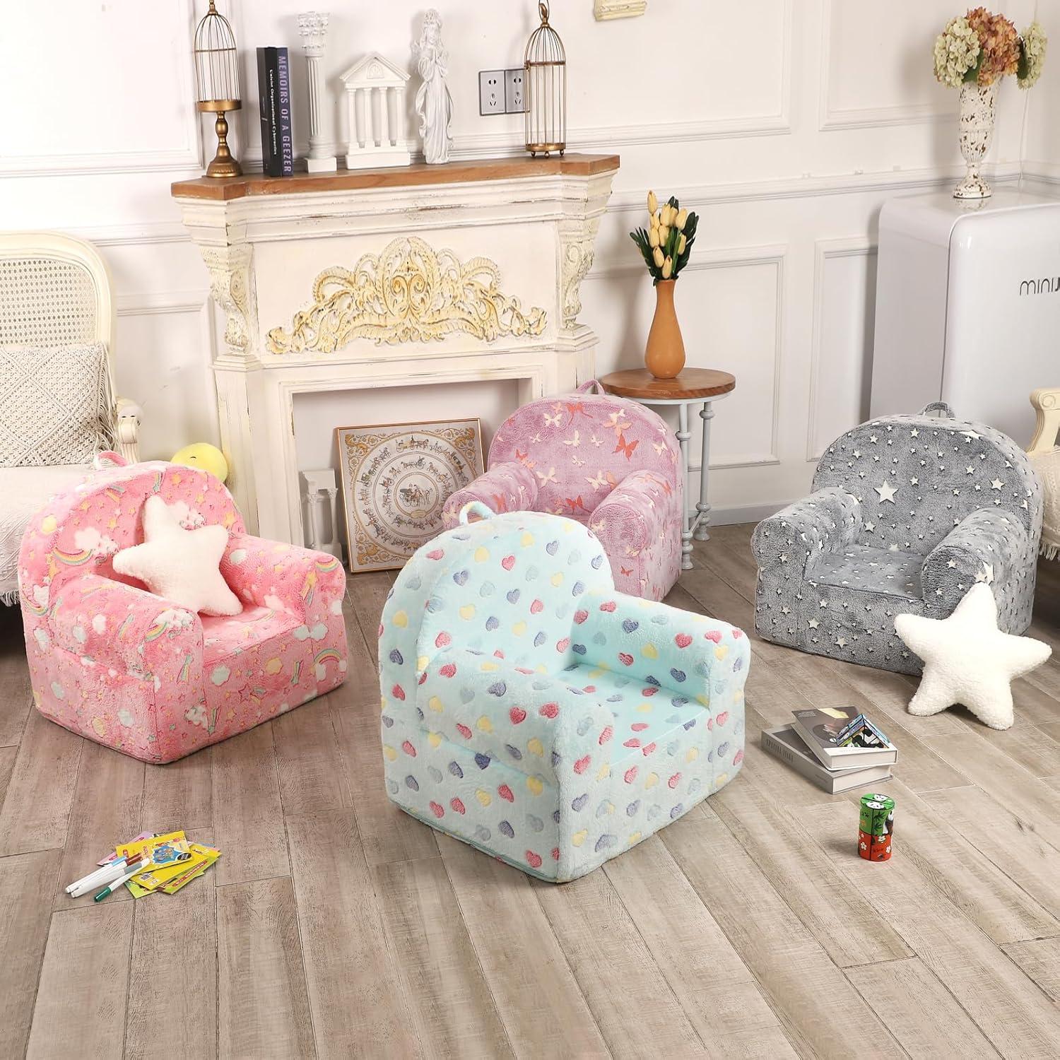 Sofá Infantil Azul Lago con Almohada Estrella - MOMCAYWEX