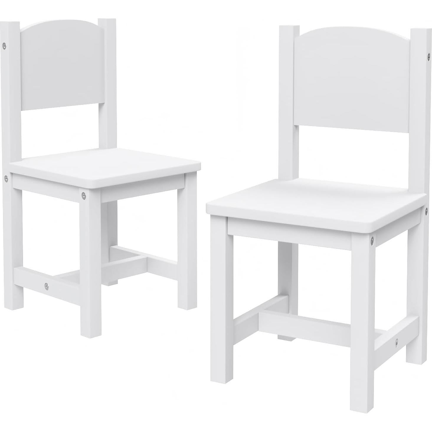 Par de Sillas de Madera Timy para Niños - 30x30x60 cm - Blanco