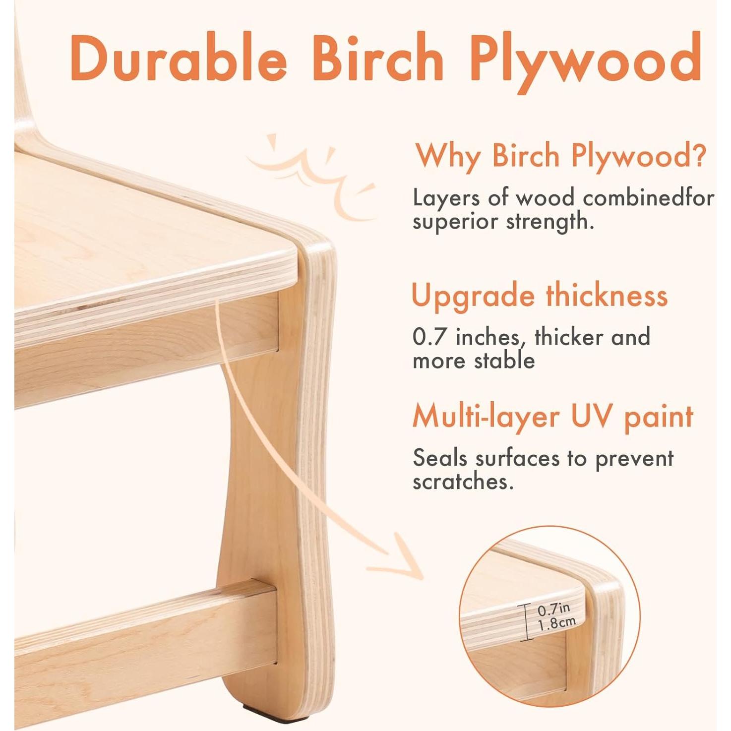 Silla de Madera para Niños ROBUD - Juego de 2, 113.4 kg