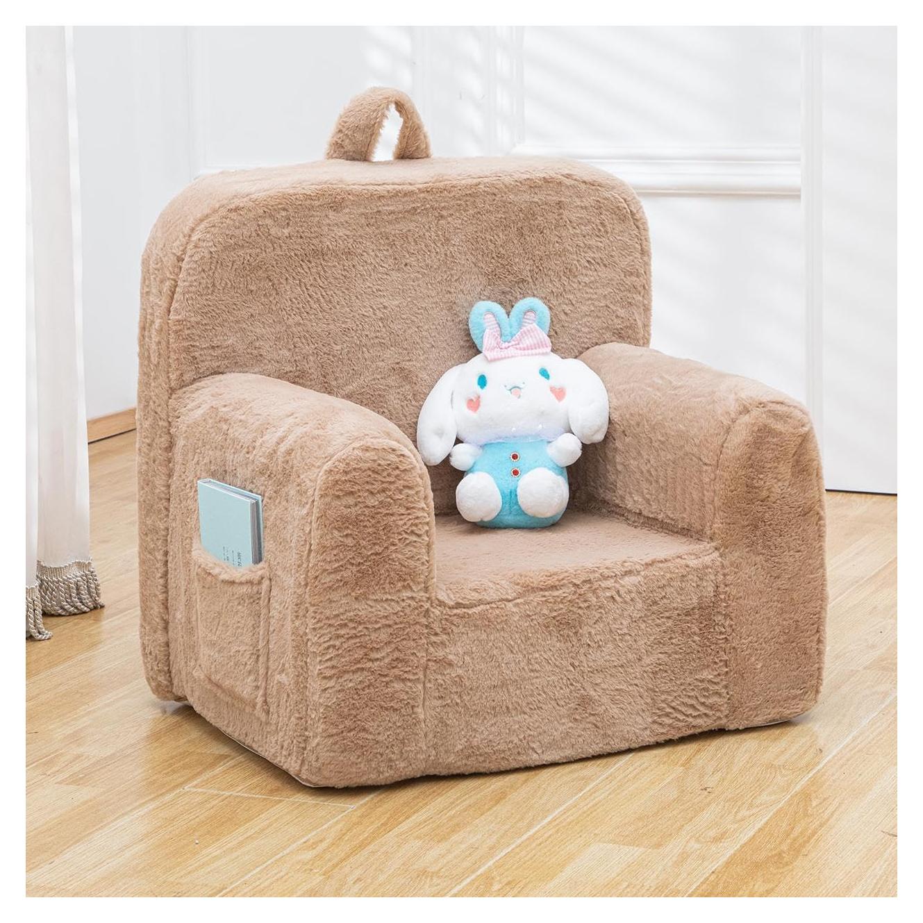 Sillón Infantil SUFUS de Peluche Acogedor Camello 63.5 cm
