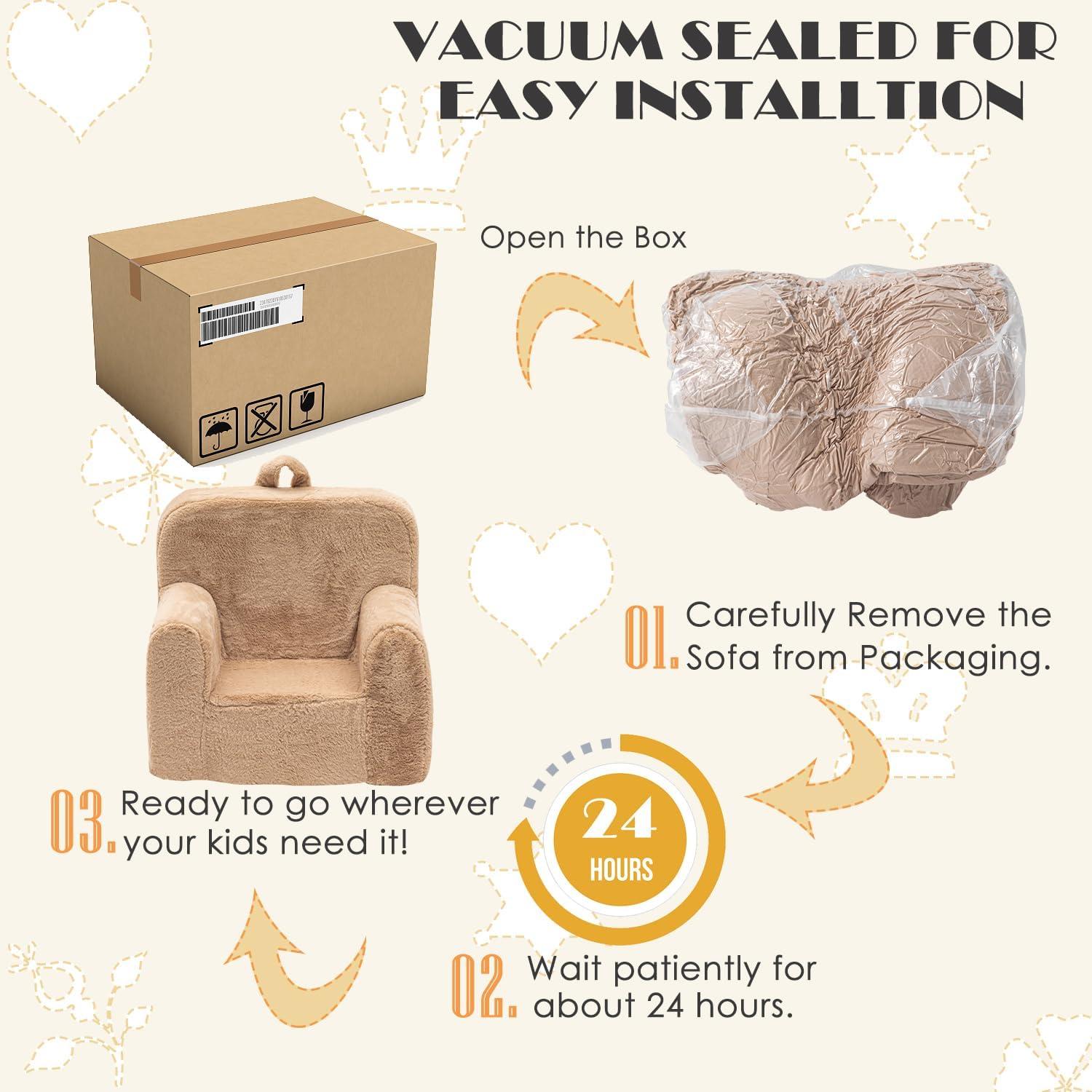 Sillón Infantil SUFUS de Peluche Acogedor Camello 63.5 cm