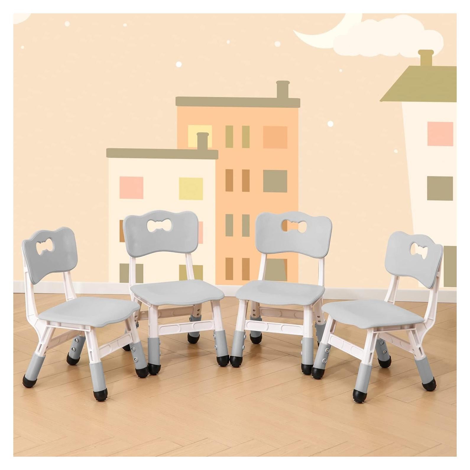 Juego de 4 Sillas Ajustables para Niños WHY TOYS Gris