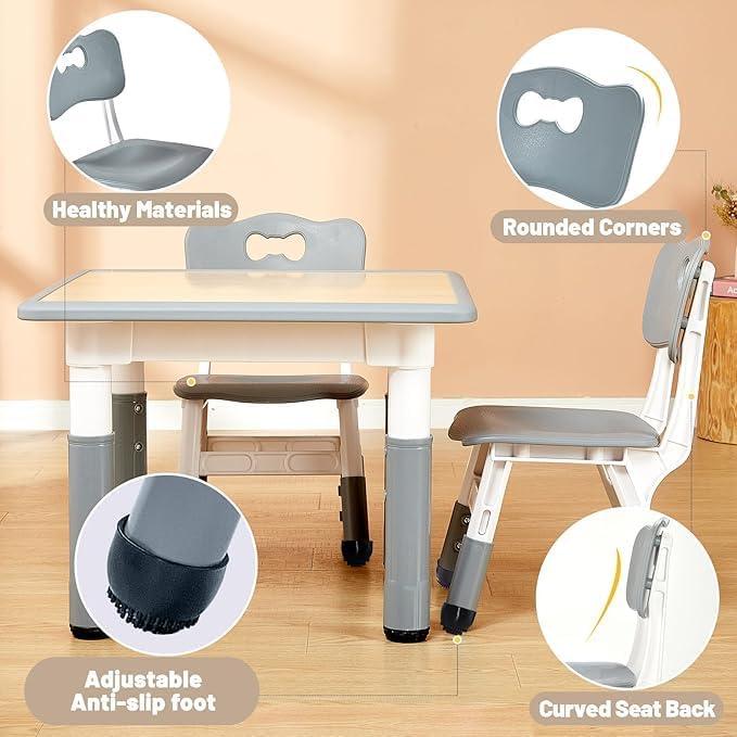 Silla Ajustable FUNLIO para Niños 2 Piezas Gris 3 Alturas