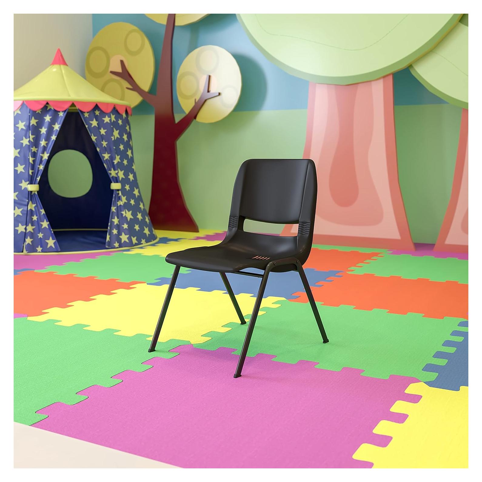 Silla Apilable Ergonómica EMMA + OLIVER Negra para Niños