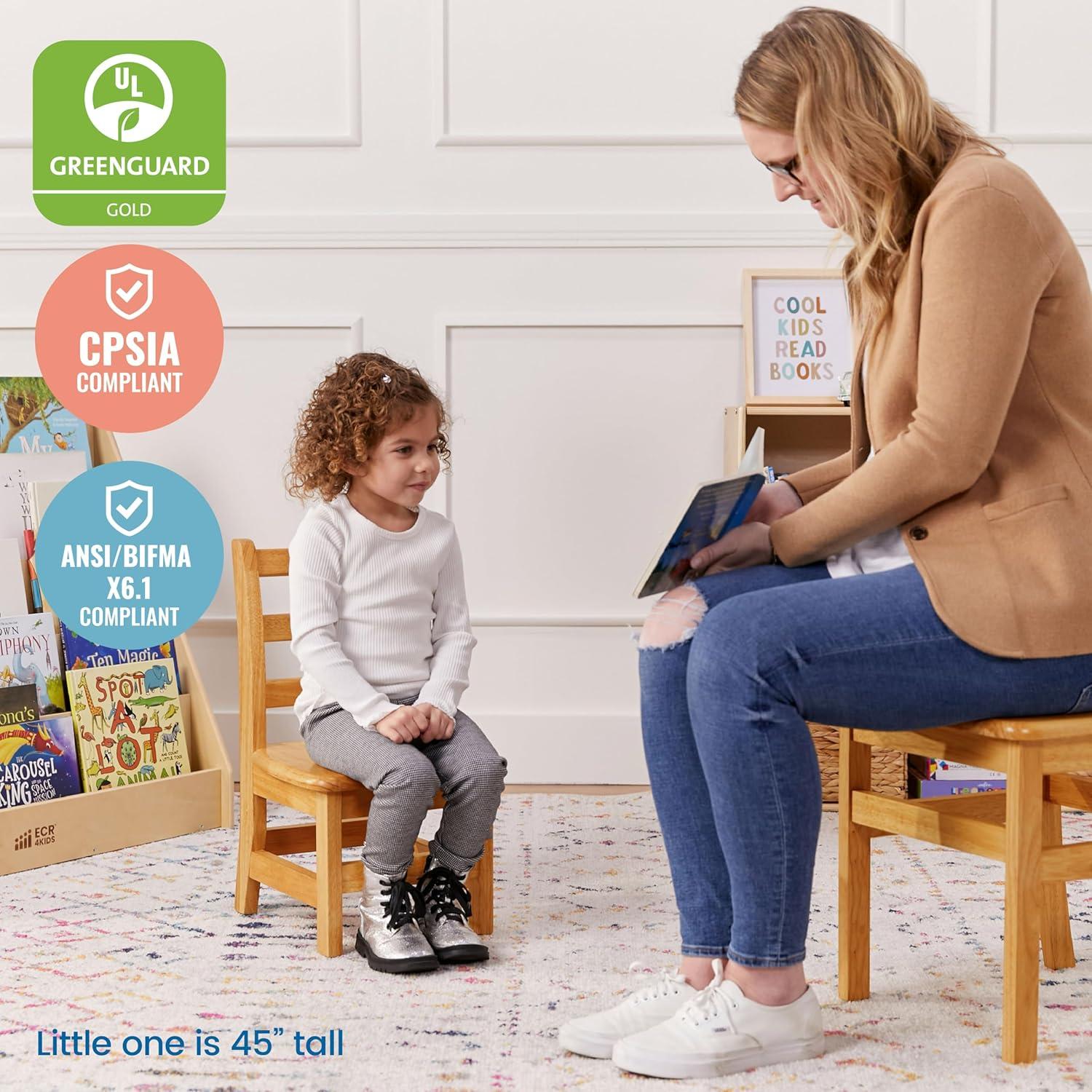 Silla de respaldo de escalera ECR4Kids, altura 25.4 cm, miel, 2 unidades