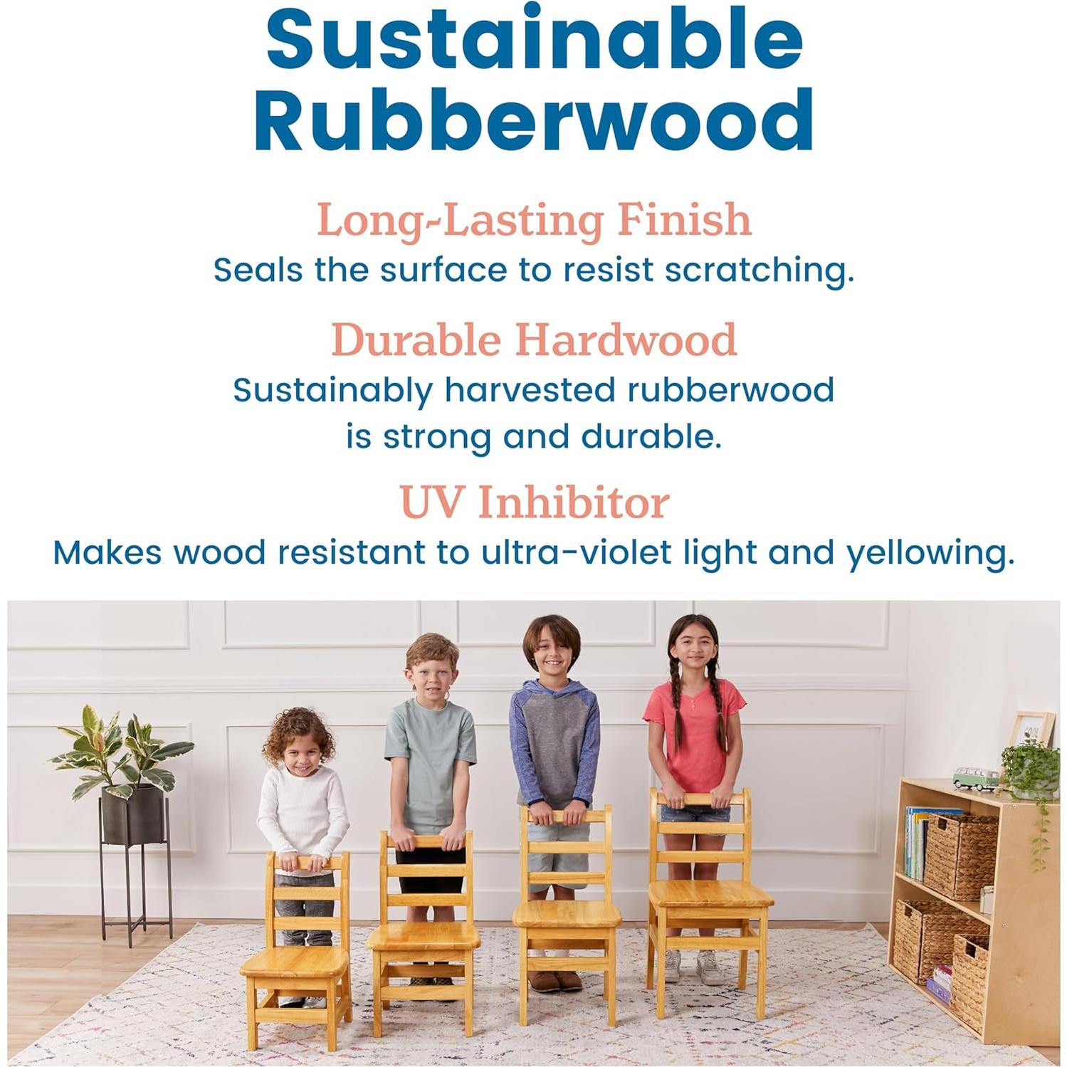 Silla de respaldo de escalera ECR4Kids, altura 25.4 cm, miel, 2 unidades