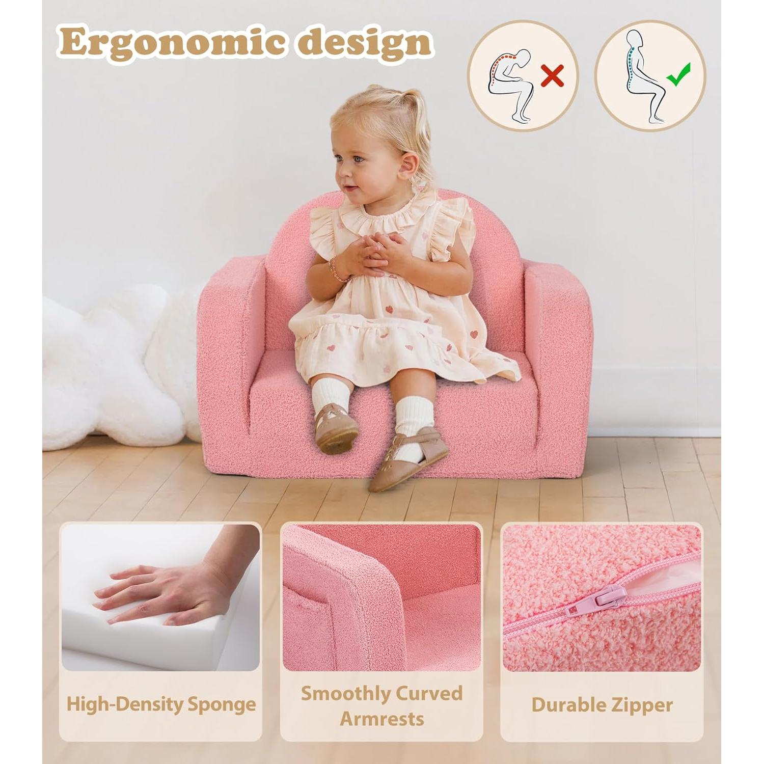 Sofá 2 en 1 Foryoomi Rosa Arcoíris para Niños Mediano