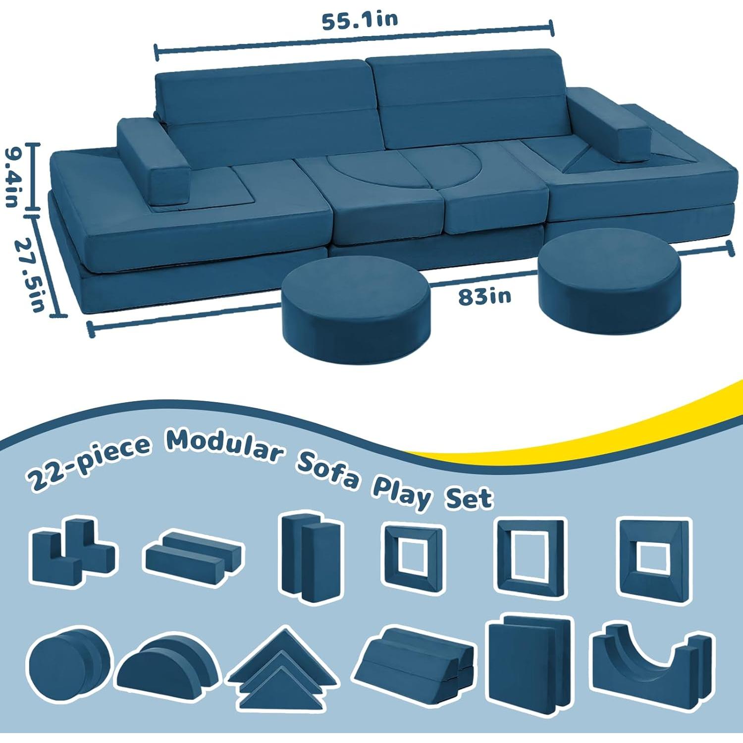 Sofá Modular Infantil Erament 22pcs Espuma Alta Densidad