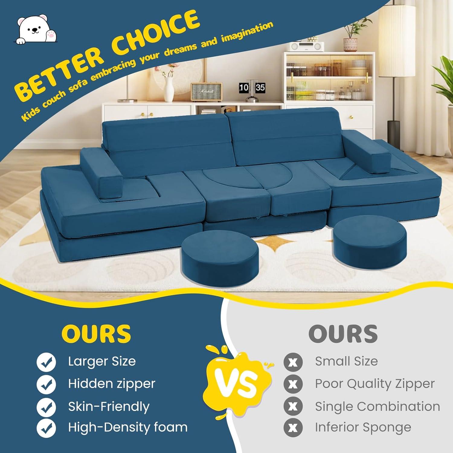 Sofá Modular Infantil Erament 22pcs Espuma Alta Densidad