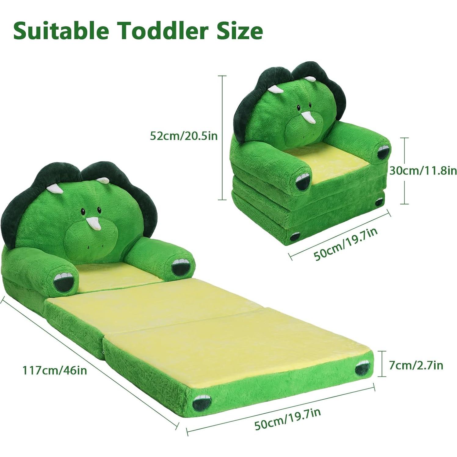 Sofá Plegable para Niños Decalsweet Dinosaurio 2 en 1