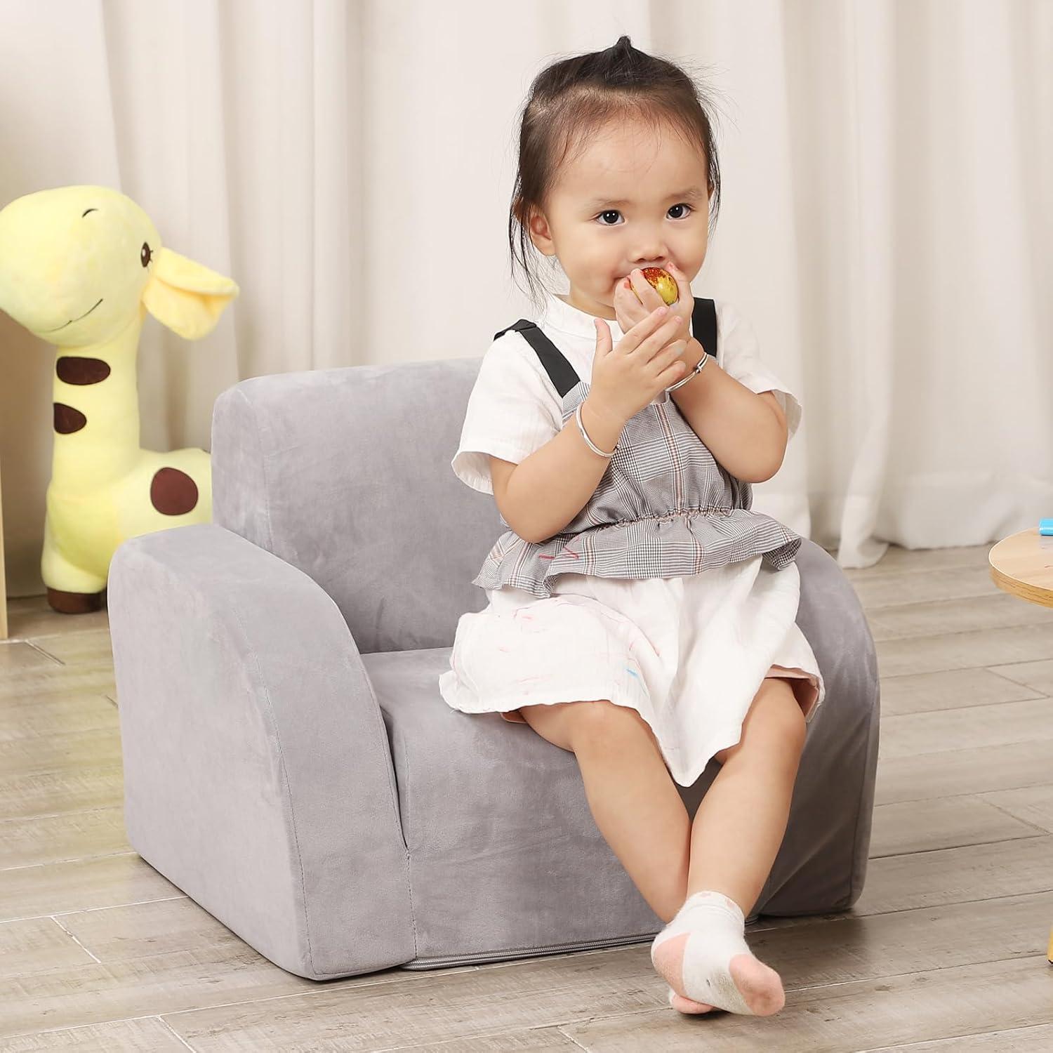 Sofá Convertible 3-en-1 MOMCAYWEX Elefante Gris para Niños