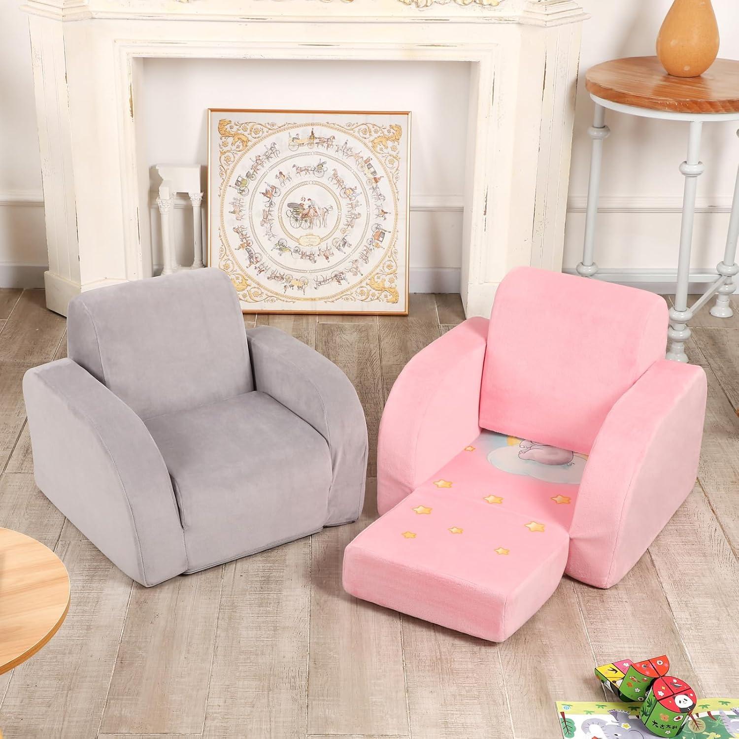 Sofá Convertible 3-en-1 MOMCAYWEX Elefante Gris para Niños