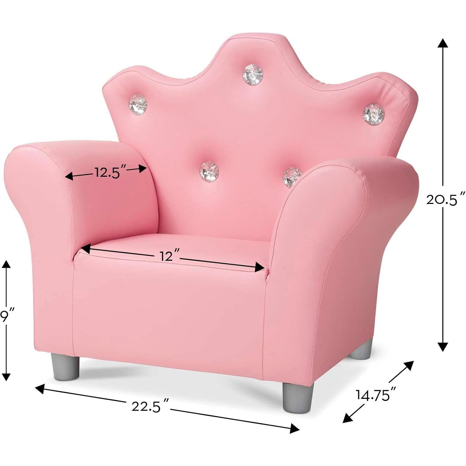 Silla de brazo infantil Melissa & Doug rosa con respaldo corona