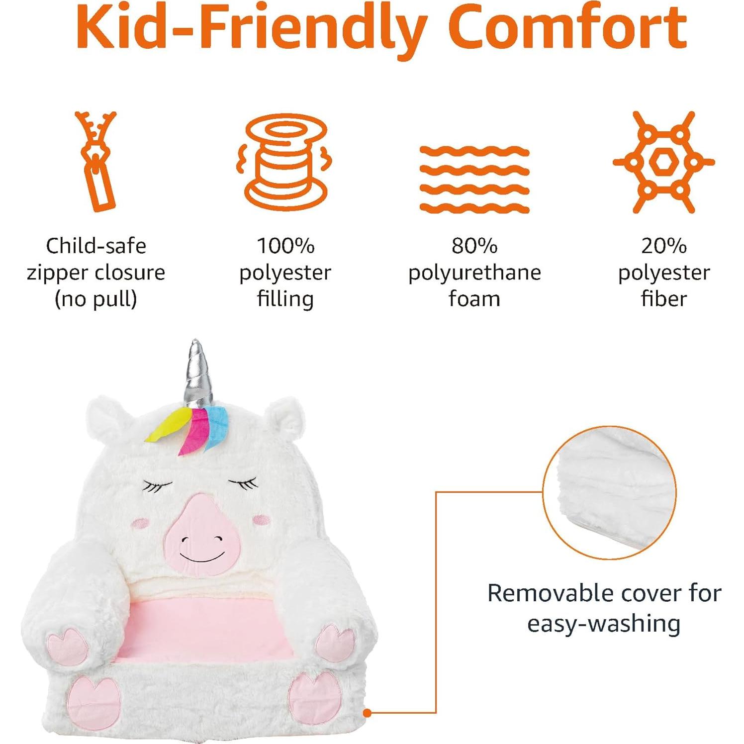 Silla de Felpa para Niños Amazon Basics Unicornio Mediana