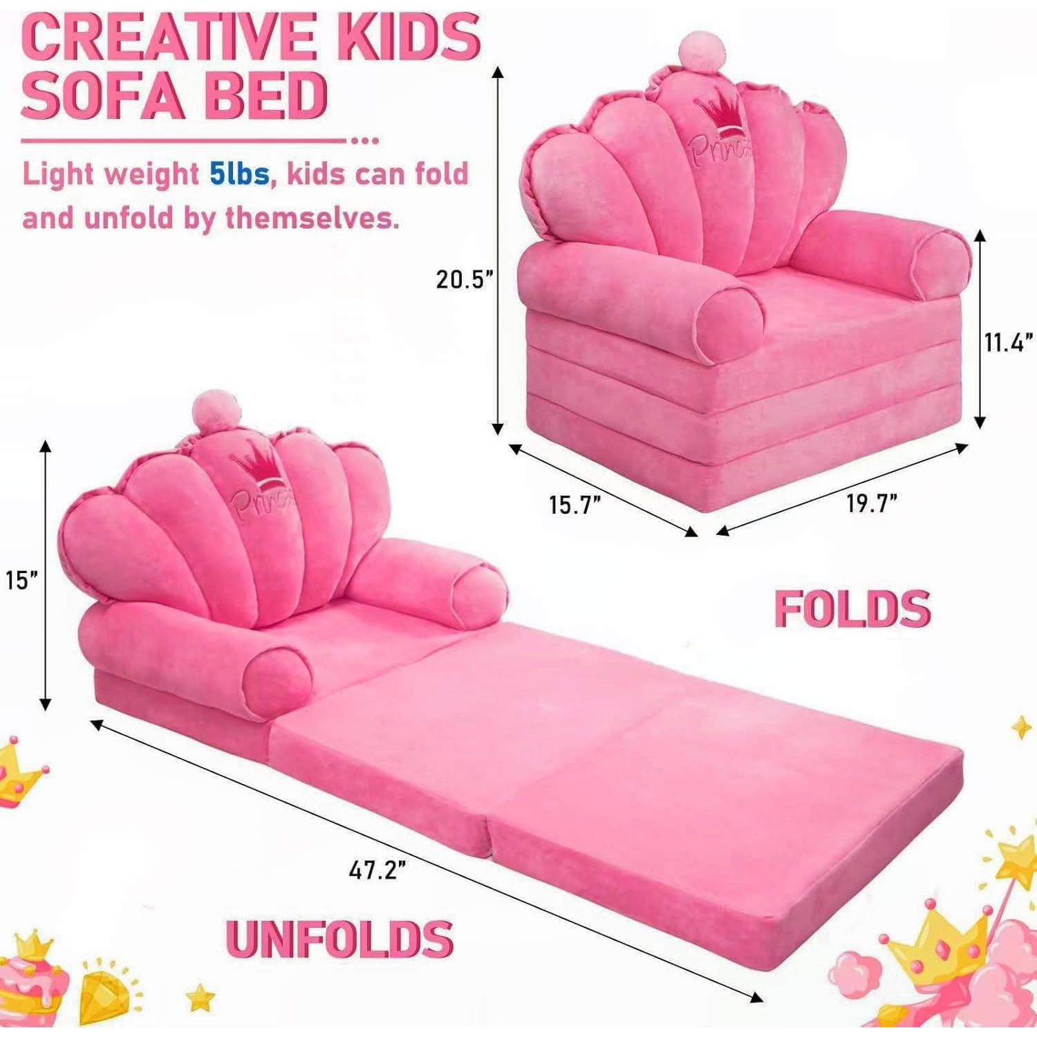 Sofá Cama Plegable para Niños Rosa Harhoers 1-5 Años