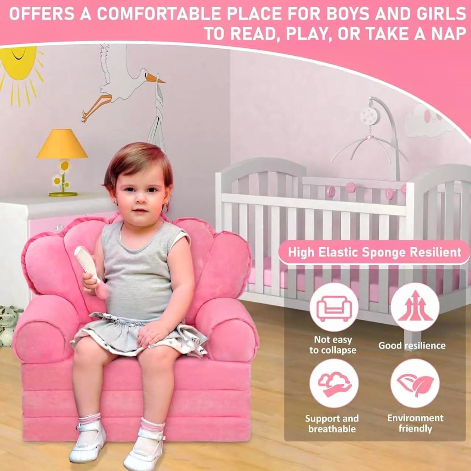 Sofá Cama Plegable para Niños Rosa Harhoers 1-5 Años
