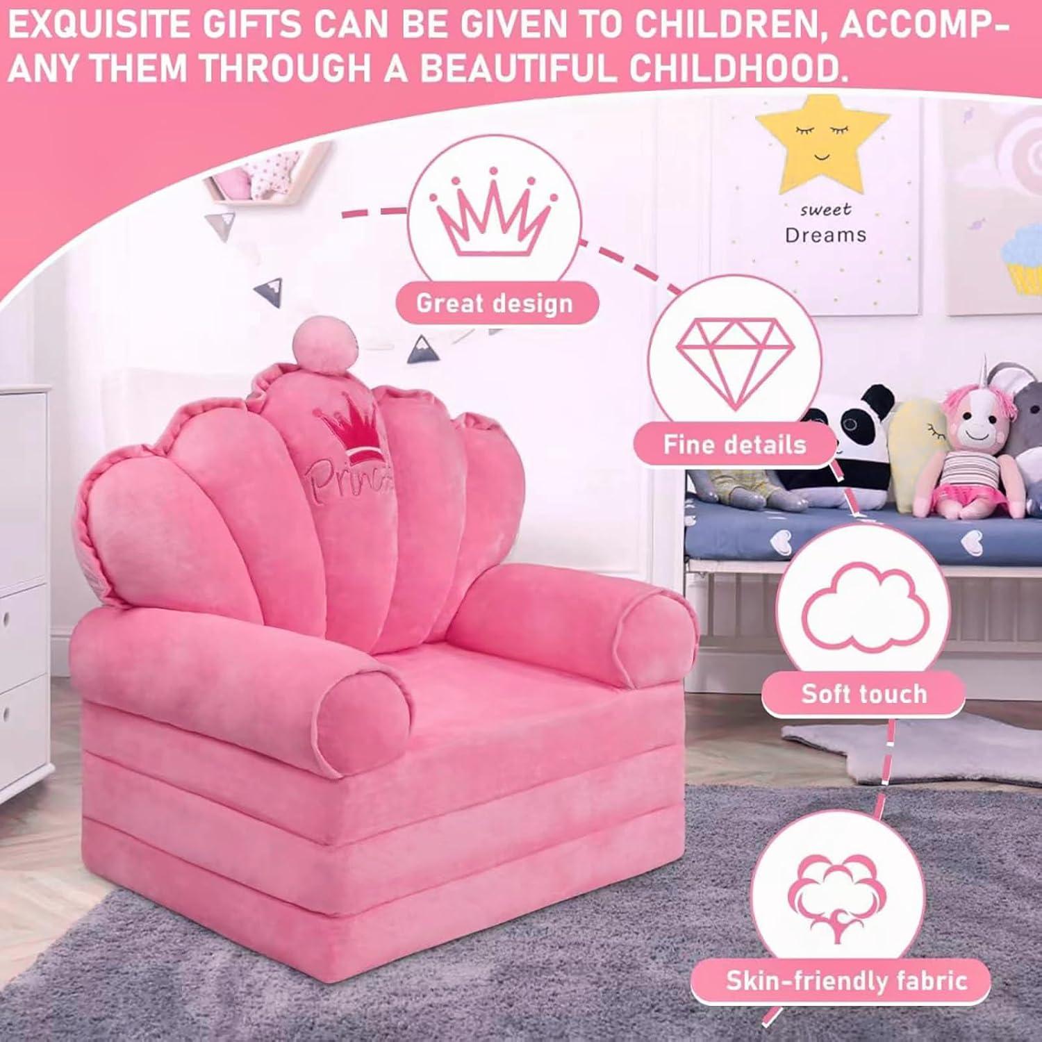 Sofá Cama Plegable para Niños Rosa Harhoers 1-5 Años