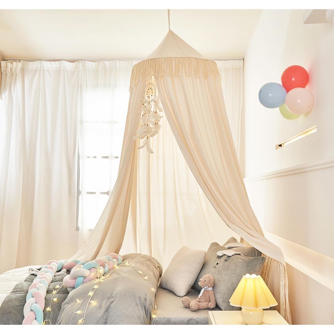 Dosel para Cama de Niños Mengersi con Borlas - Marfil