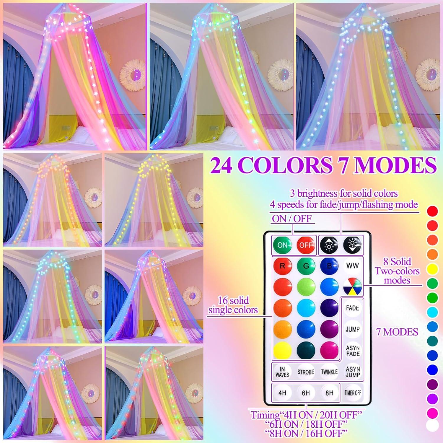 Dosel de Cama Arcoíris Lovelite con Luces LED para Niñas