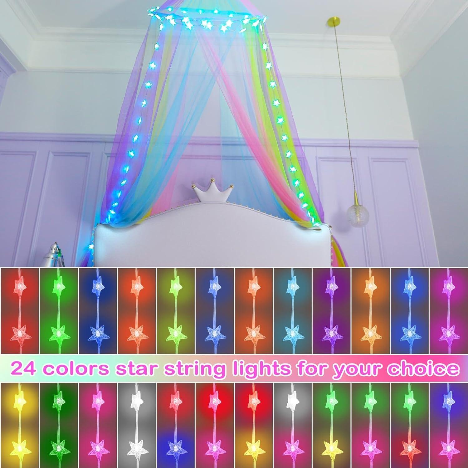 Dosel de Cama Arcoíris Lovelite con Luces LED para Niñas