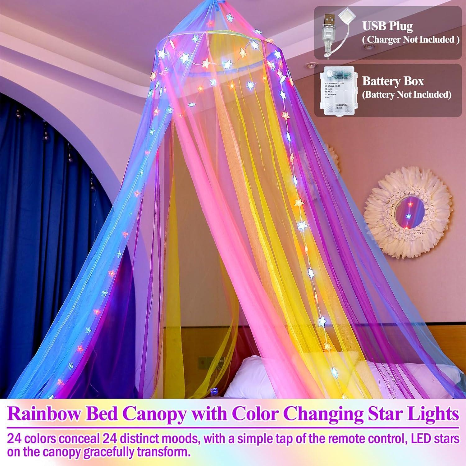 Dosel de Cama Arcoíris Lovelite con Luces LED para Niñas