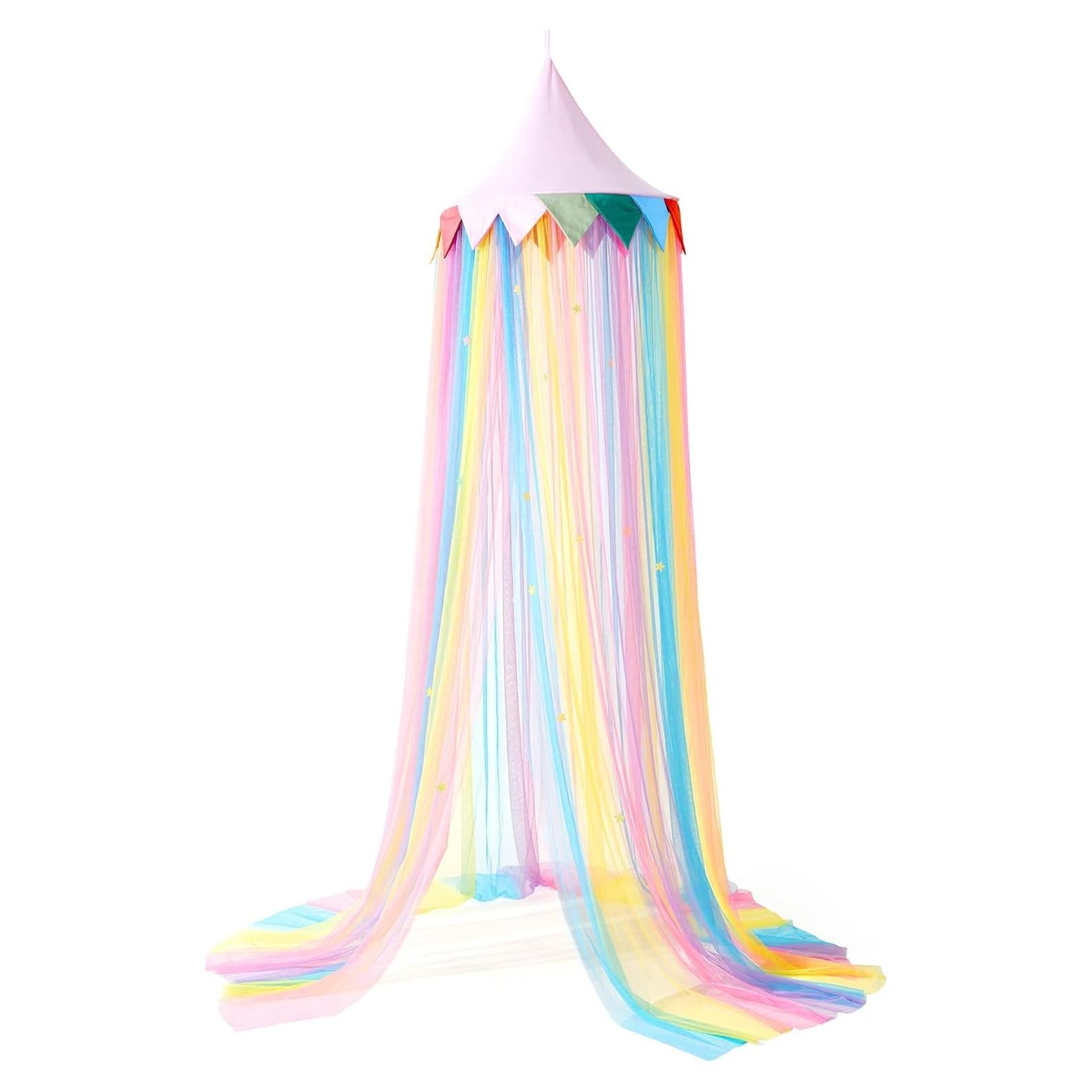 Dosel de Cama Arcoíris LOAOL 2.6m con Estrellas Luminiscentes