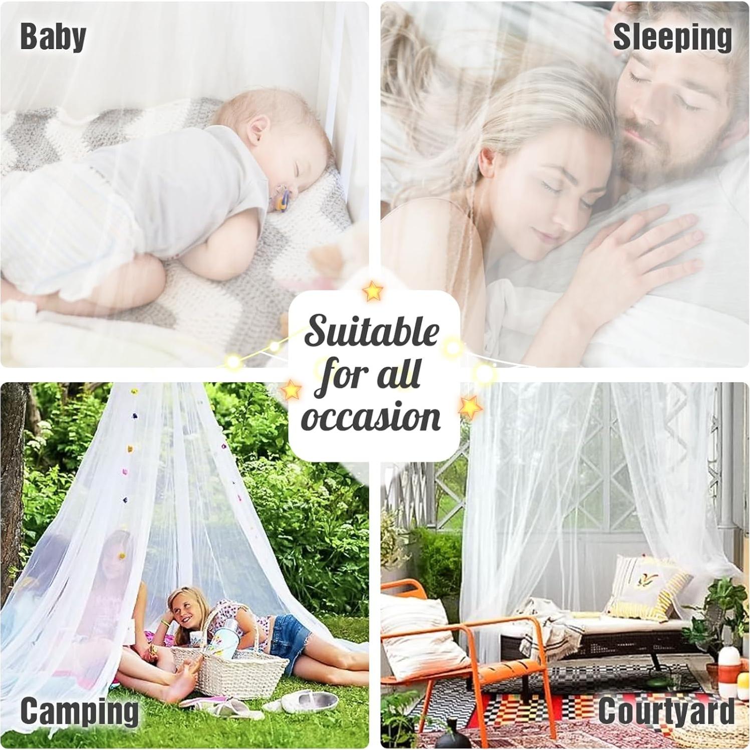 Dosel de Cama Jeteventy para Niñas - Cortina Redonda Blanca