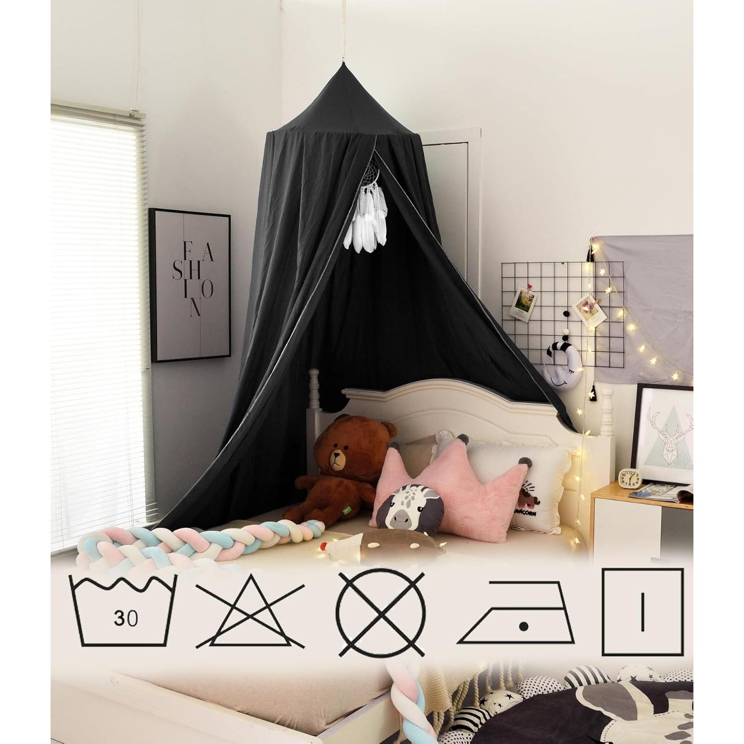 Dosel para Niños KGanBNHH, Cortinas de Cuna 240 cm Negro