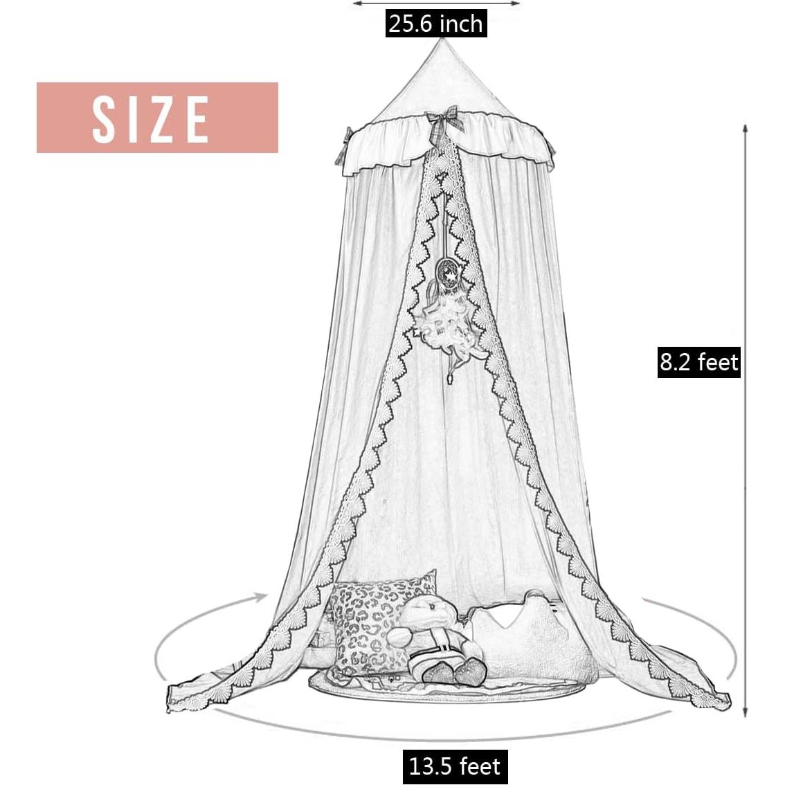 Dosel de Cama Kertnic Rosa para Niñas 270 cm con Volantes