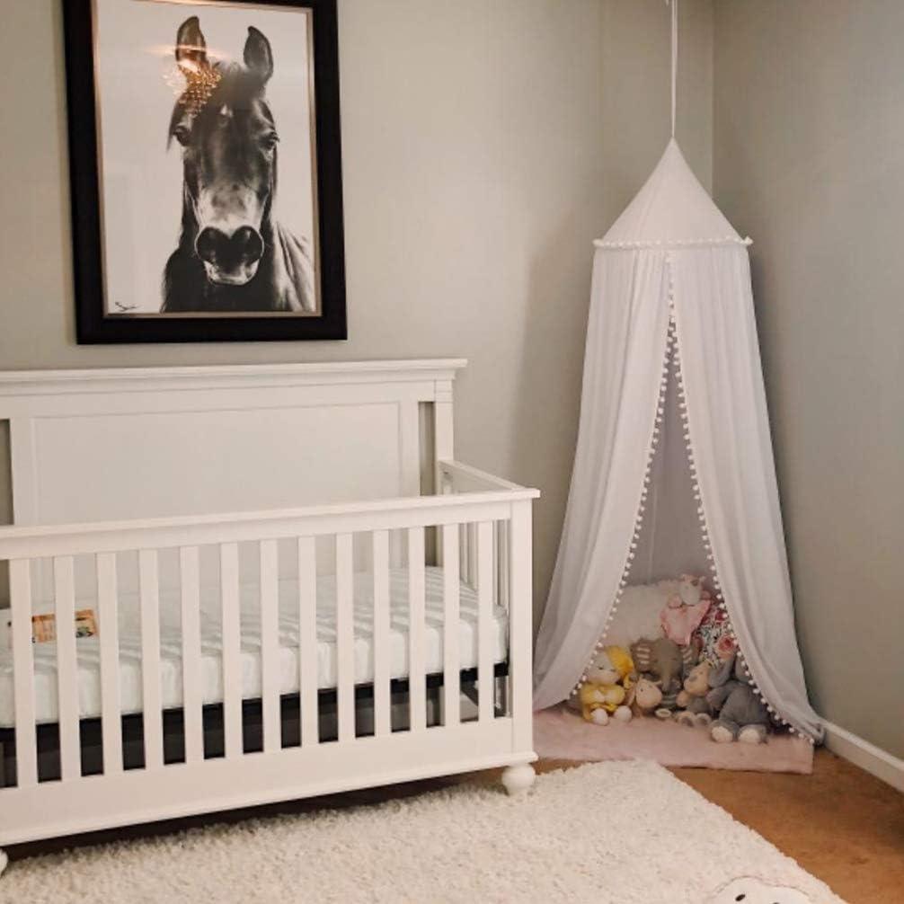 Dosel de Cama para Niña LOAOL 245 cm Algodón Rosa Pompones