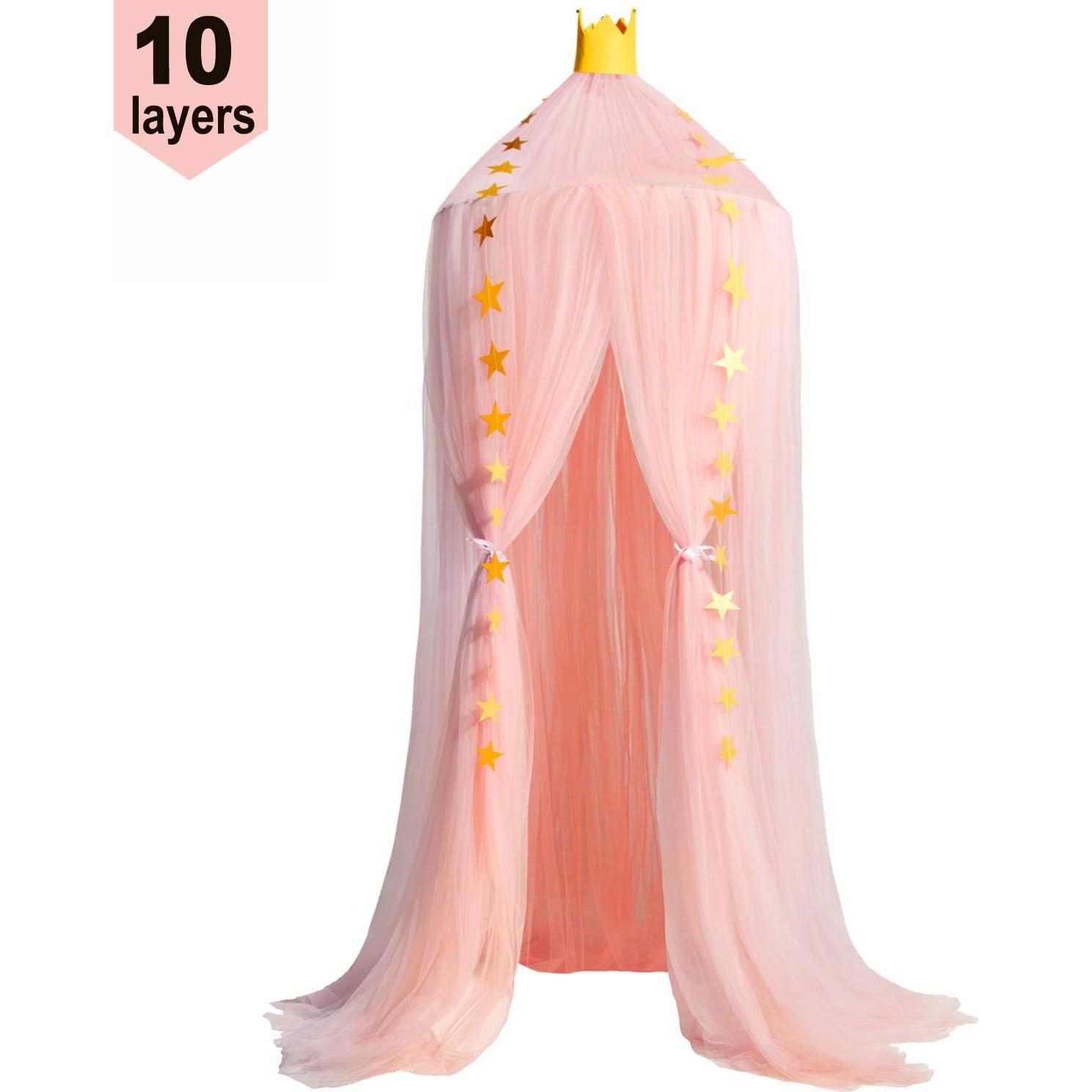 Dosel de Cama Jolitac Rosa Redondo con Encaje y Mosquitero