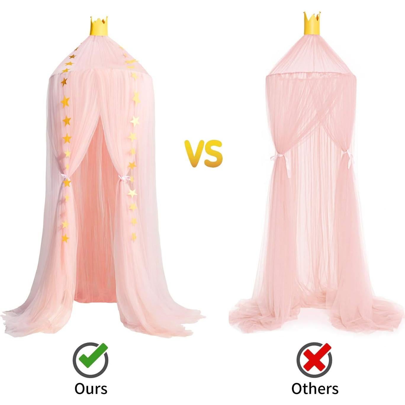 Dosel de Cama Jolitac Rosa Redondo con Encaje y Mosquitero