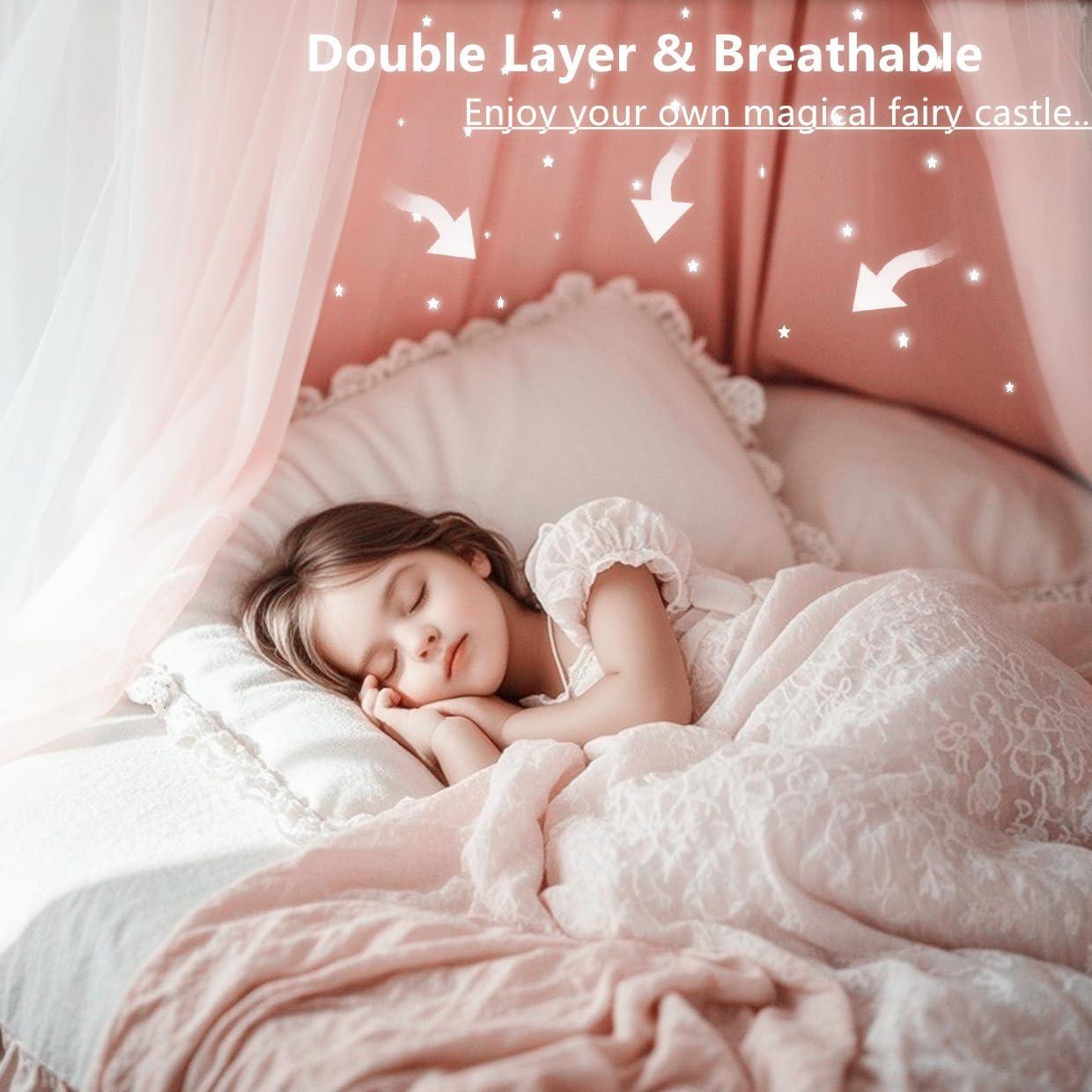 Tienda de Cama Princesa Eimilaly Rosa con Estrellas Recortadas