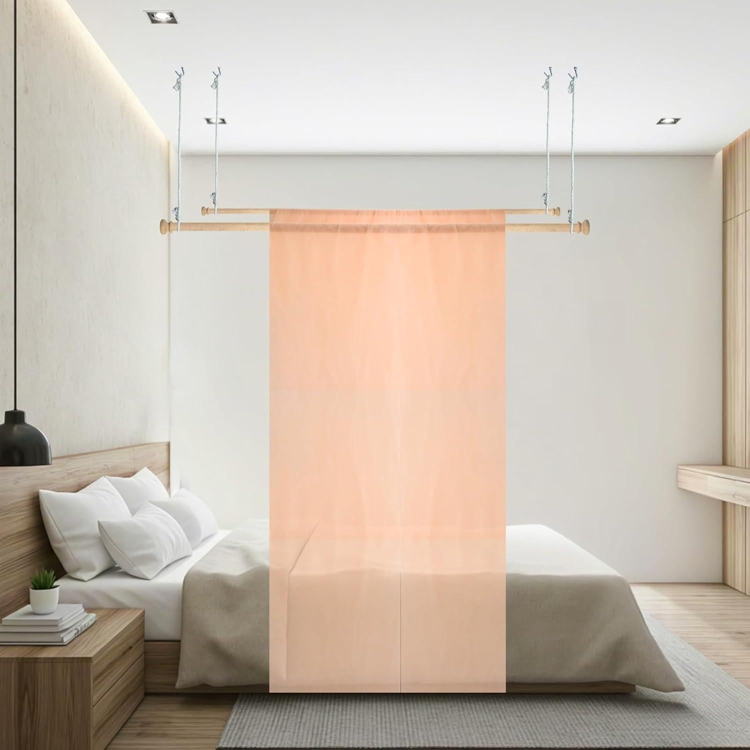 Estructura de Cama con Dosel Beyeutao 160 cm Madera Sólida