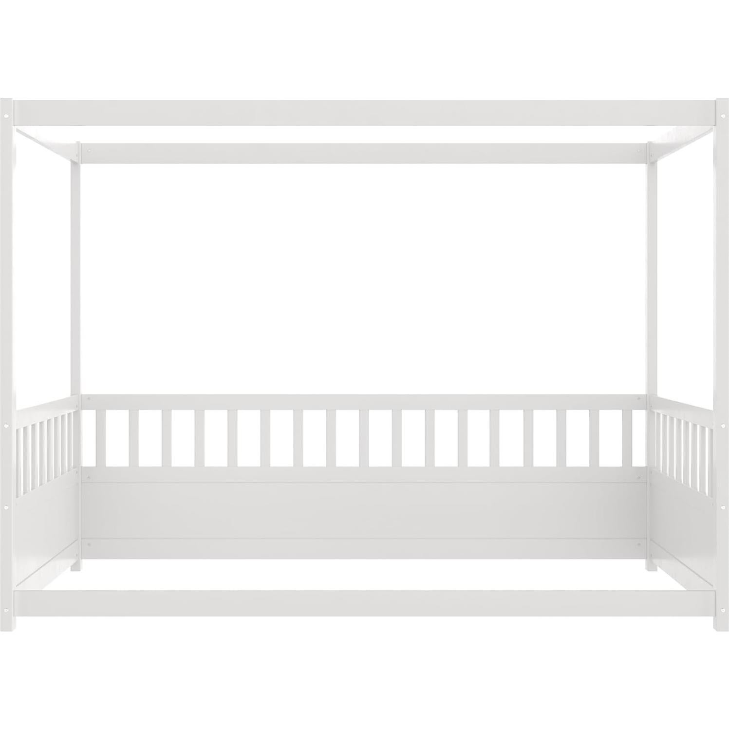 Cama Montessori Twin TCMILA de Madera Blanca con Barandillas