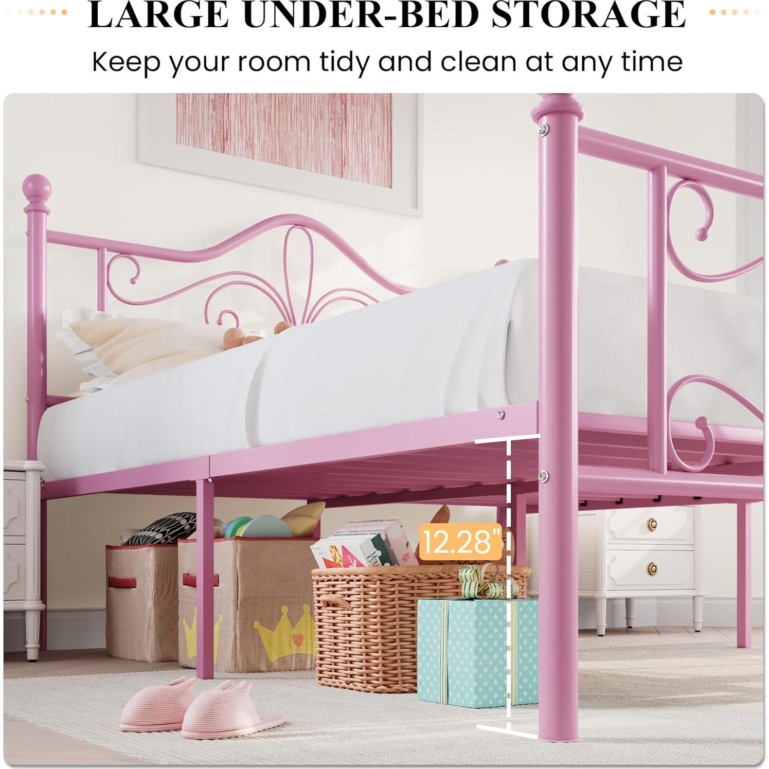 Estructura de Cama Completa SHA CERLIN Rosa con Diseño Mariposa