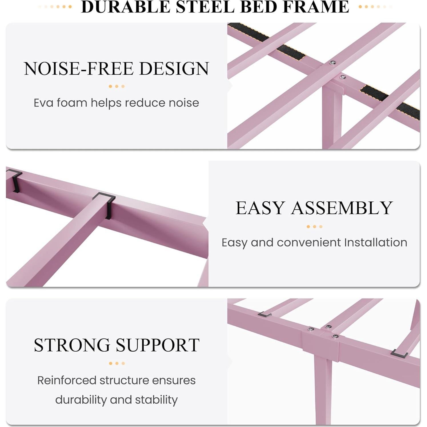Estructura de Cama Completa SHA CERLIN Rosa con Diseño Mariposa