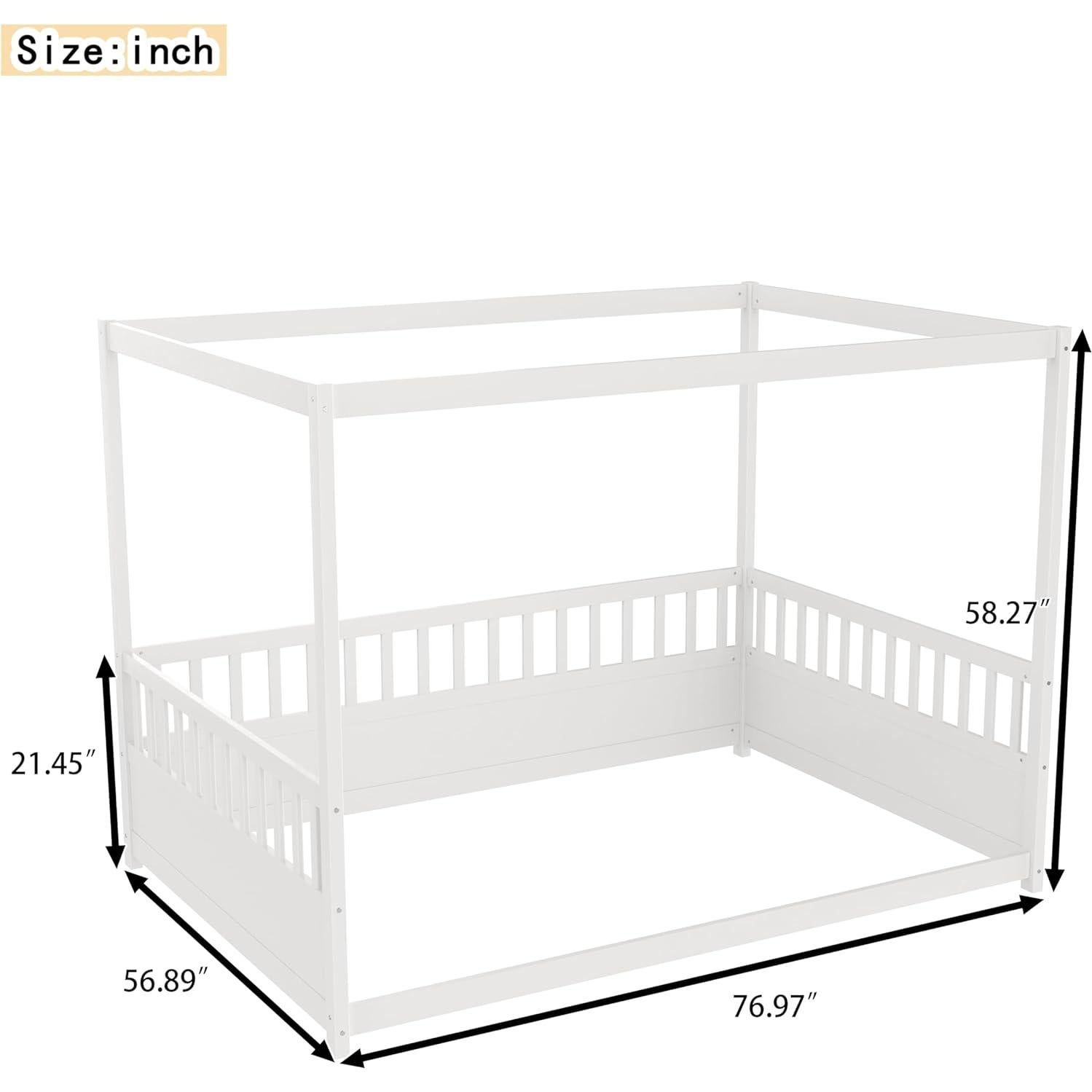 Cama Montessori Completa Ball & Cast con Dosel y Barandillas