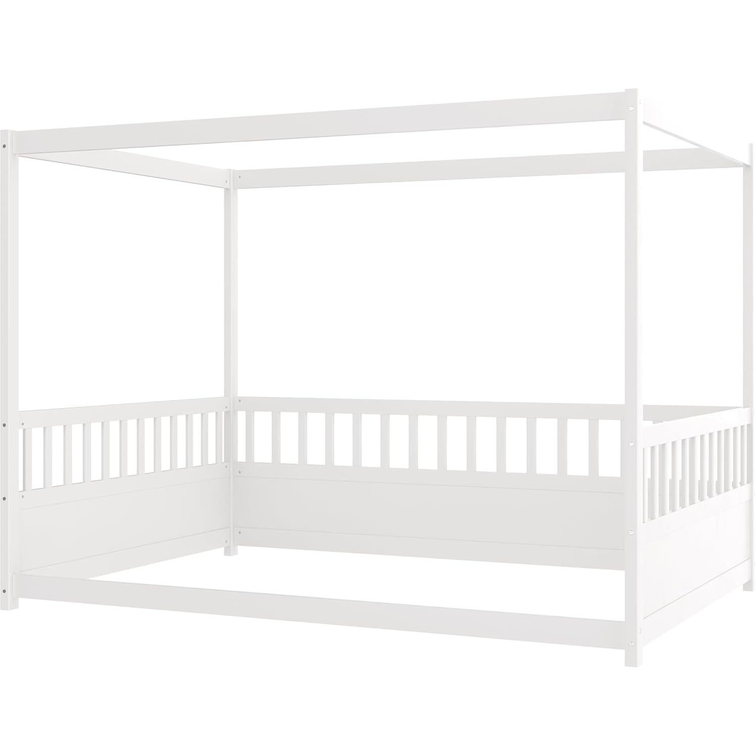 Cama Montessori Completa Ball & Cast con Dosel y Barandillas