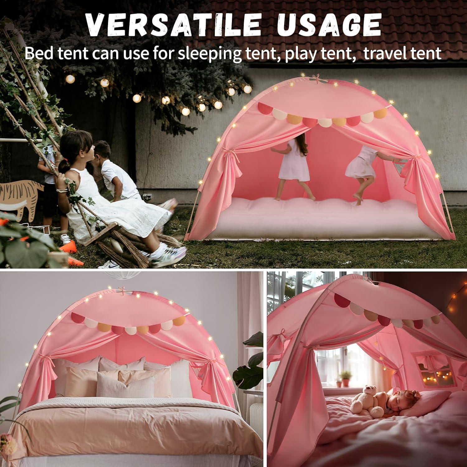 Carpa de Cama Completa Razee Rosa para Niños con Banderines