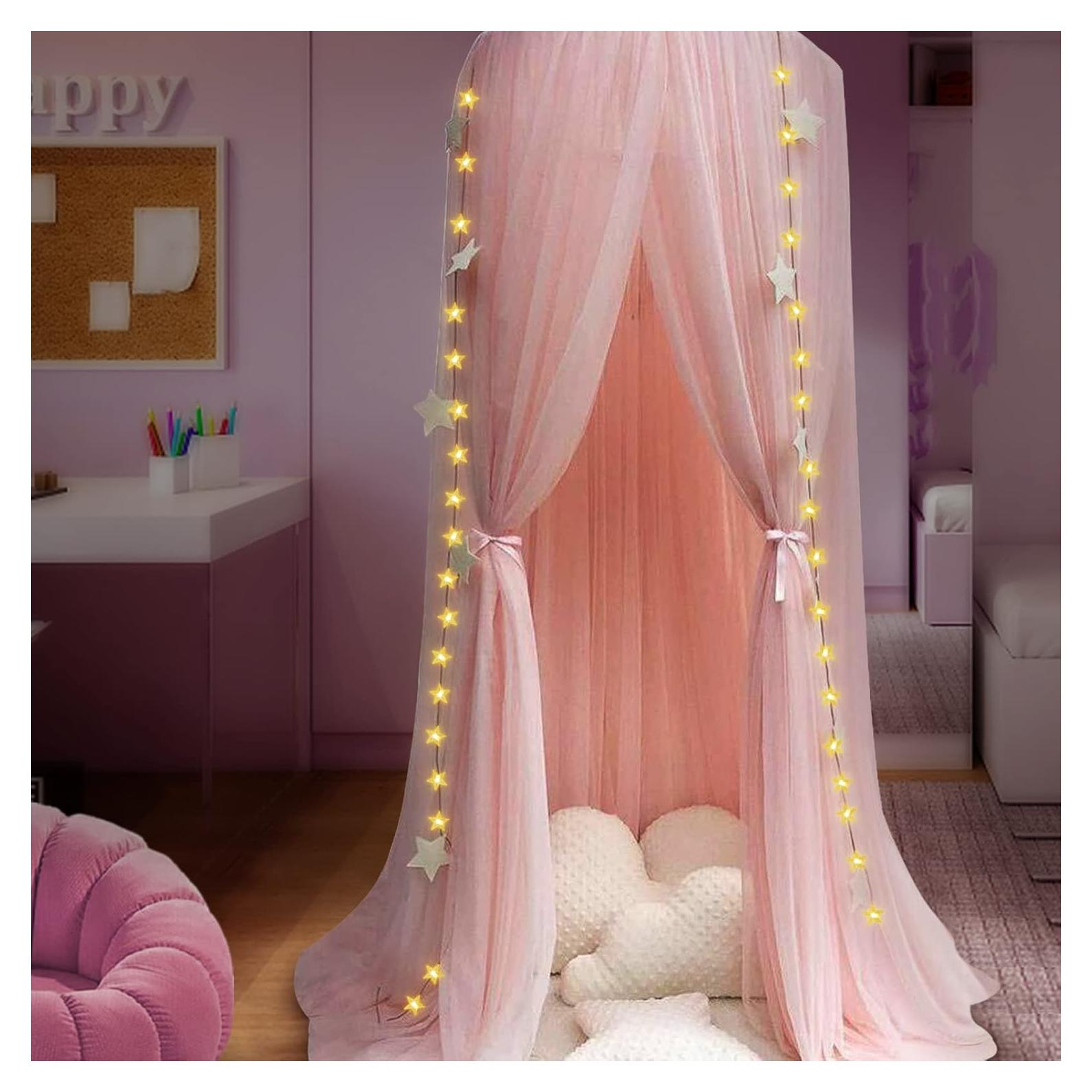 Dosel de Cama Mosquitera Rosa Anmas Home 240x290 cm con Luces