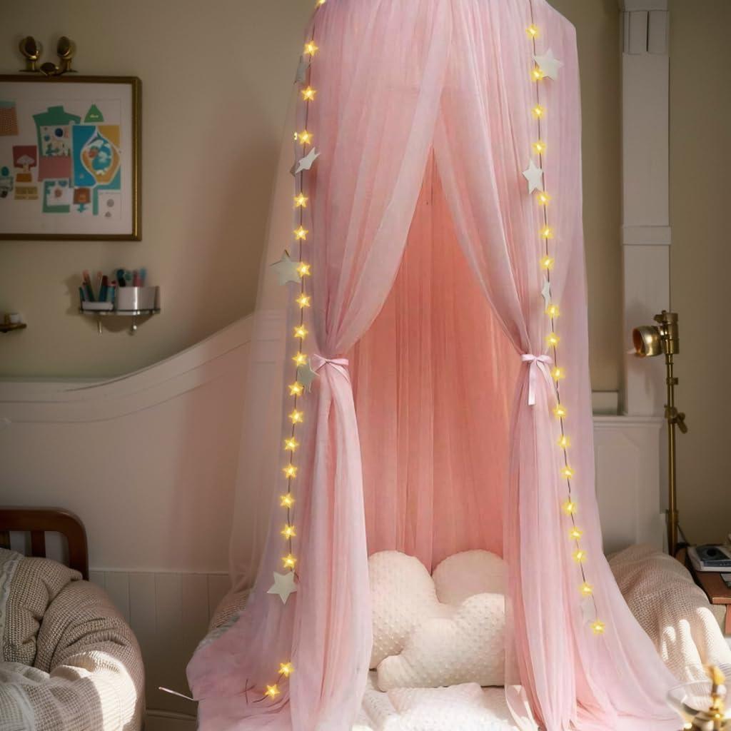 Dosel de Cama Mosquitera Rosa Anmas Home 240x290 cm con Luces